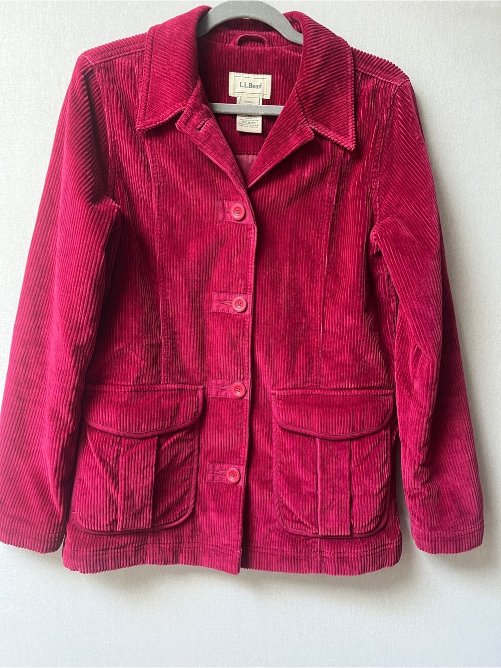 LL Bean Women Pink Corduroy Button Front Thinsulate Jacket Sz XS